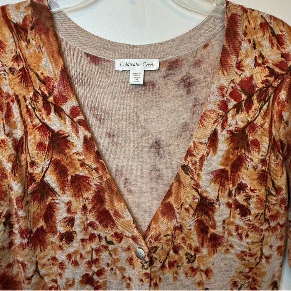 Coldwater Creek Wool, Cashmere, Rabbit Blend Fall Leaves Cardigan Sweater Sz M - Picture 12 of 12